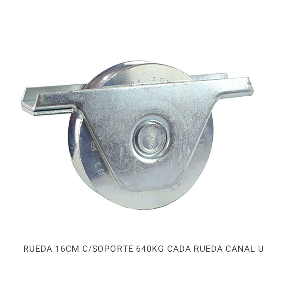 RUEDA 16CM CON SOPORTE CANAL U 640KG