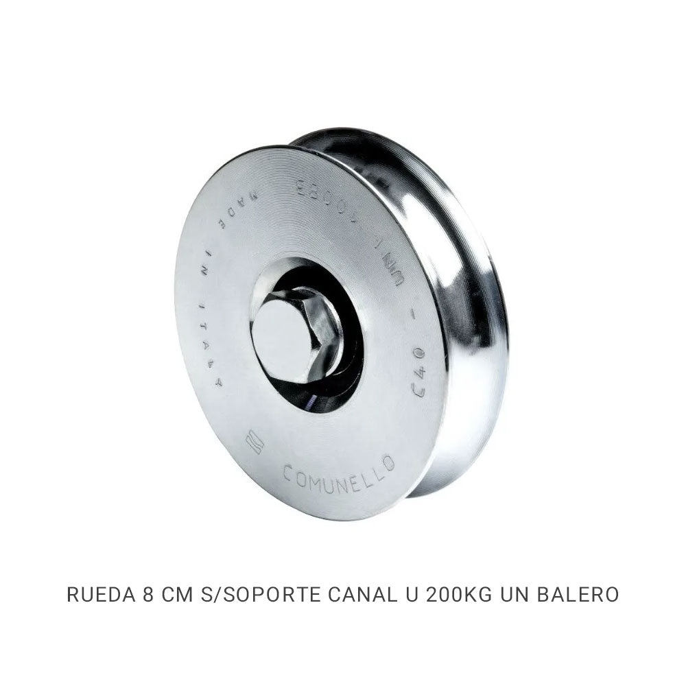 RUEDA 8CM SIN SOPORTE CANAL U 200KG UN BAL