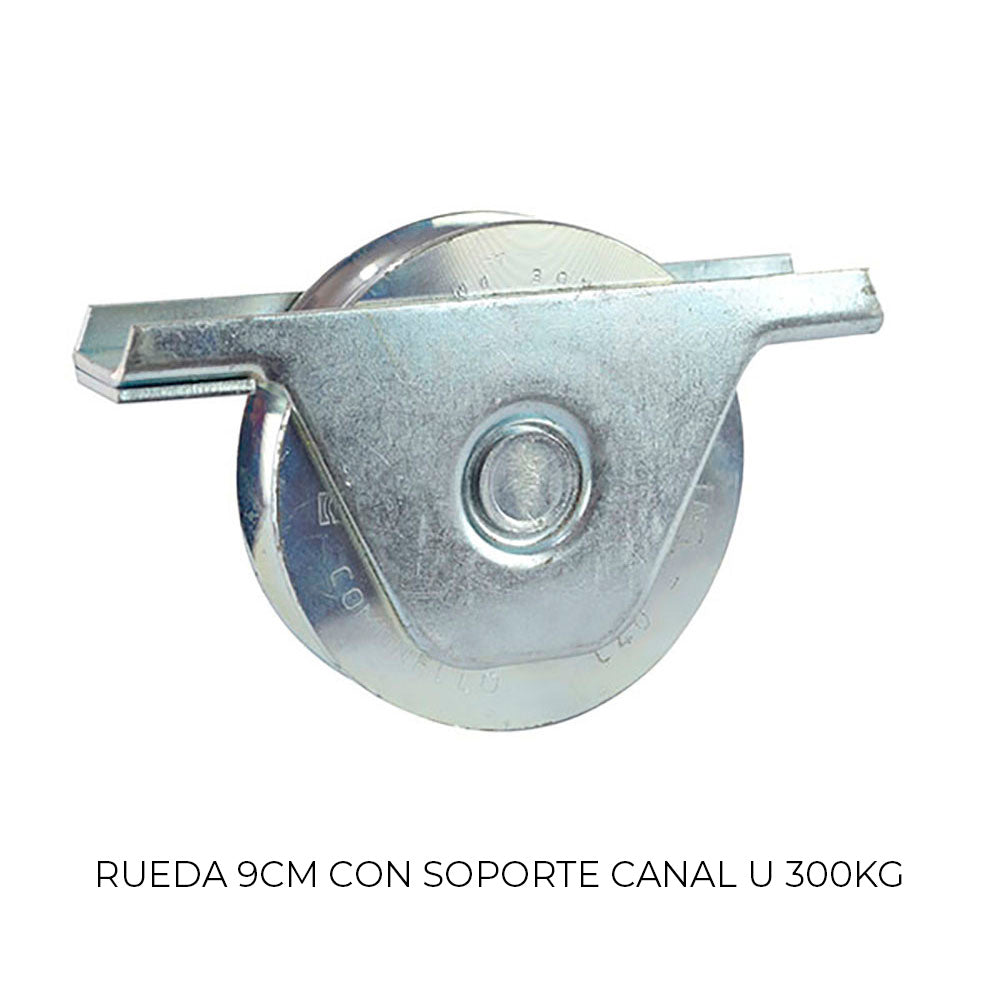 RUEDA 9CM CON SOPORTE CANAL U 300KG