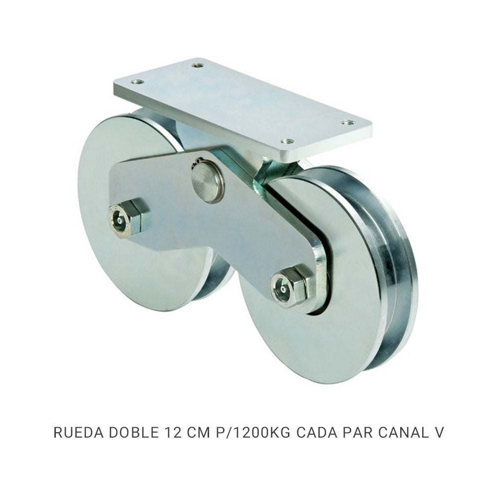 RUEDA DOBLE 12CM CANAL CUADRADO 1,200KG